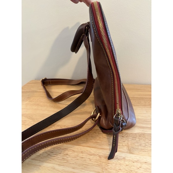 Dooney & Bourke Florentine Small Zip Pod Backpack Top Handle Brown Red Interior main image 12